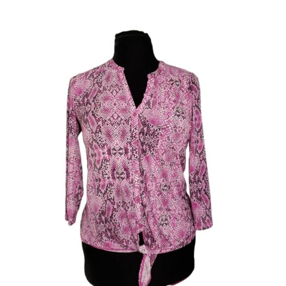 Dana Buchman Pink Snakeprint Top - Picture 1 of 8